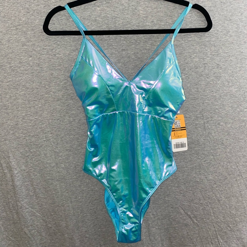 Super fun blue holographic bodysuit